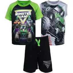 Walmart Monster Jam T-Shirt Tank Top and French Terry Shorts 3 Piece Outfit Set Toddler to Big Kid offer