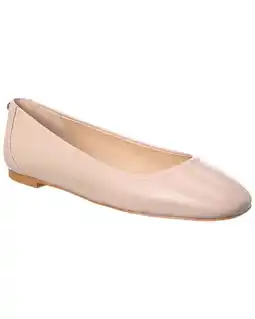 Walmart Stuart Weitzman Tammy Leather Ballet Flat, 7.5, Beige offer