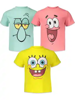 Walmart SpongeBob SquarePants Toddler Boys 3 Pack T-Shirts Toddler to Big Kid offer