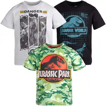 Walmart Jurassic Park T-Rex Toddler Boys 3 Pack T-Shirts Toddler to Big Kid offer