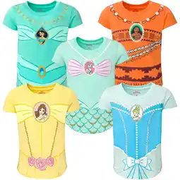 Walmart Disney Princess Moana Jasmine Belle Big Girls 5 Pack T-Shirts Toddler to Big Kid offer