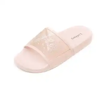 Walmart Luckers Women's Sandals, Rhinestone Embellished Mesh Slip-On Butterflies, Pink, Size 7 offer