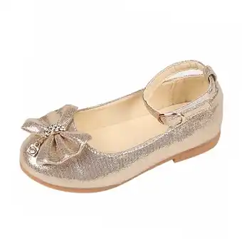 Walmart SZZY Toddler Girl's Bowknot Dress Shoes, Gold, 12 to 15 months offer