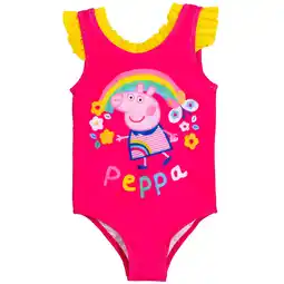 Walmart Peppa Pig Ruffled Sleeveless Cartoon Print Bathing Suit Pink Swimwear One-Piece Swimsuit 4T offer