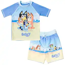 Walmart Bluey Bingo Dad Toddler Boys Rash Guard and Swim Trunks Outfit Set Toddler to Little Kid offer