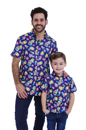 Walmart Despicable Me Minions Big Boys Matching Family Hawaiian Button Down Shirt Toddler to Big Kid offer