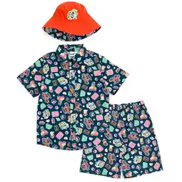 Walmart Bluey Bingo Button Down Shirt Shorts and Bucket Sun Hat 3 Piece Outfit Set Toddler to Big Kid offer