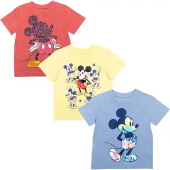 Walmart Disney Mickey Mouse Toddler Boys 3 Pack Pullover Graphic T-Shirts Yellow/Red/Blue 2T offer