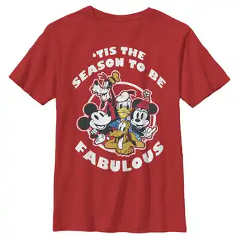 Walmart Boy's Mickey & Friends Tis the Season to be Fabulous Graphic Tee Red Medium offer