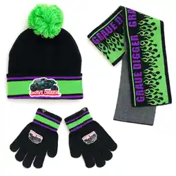 Walmart Monster Jam Grave Digger Beanie Scarf and Gloves 3 Piece Winter Accessory Set Newborn to One Size offer