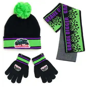 Walmart Monster Jam Grave Digger Beanie Scarf and Gloves 3 Piece Winter Accessory Set Newborn to One Size offer