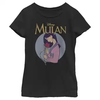 Walmart Girl's Mulan Smelling the Flower Graphic Tee Black Small offer