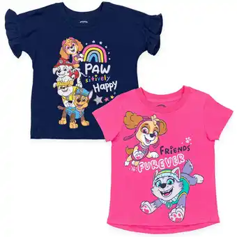 Walmart Paw Patrol Skye Chase Marshall Toddler Girls 2 Pack T-Shirts Toddler to Big Kid offer
