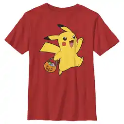 Walmart Boy's Pokemon Halloween Trick-or-Treating Pikachu Graphic Tee Red Small offer