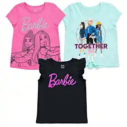 Walmart Barbie Little Girls 3 Pack T-Shirts Little Kid to Big Kid offer