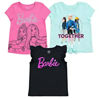 Walmart Barbie Little Girls 3 Pack T-Shirts Little Kid to Big Kid offer