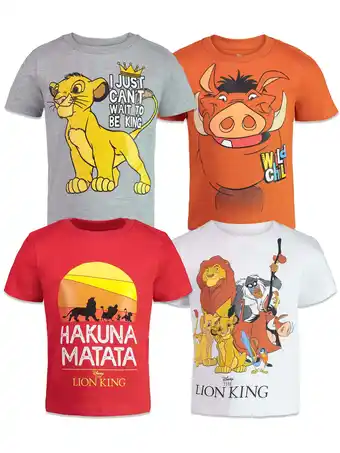 Walmart Disney Lion King Simba Nala Timon Toddler Boys 4 Pack T-Shirts Infant to Big Kid offer