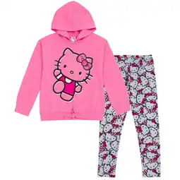 Walmart Hello Kitty Toddler Girls Pullover FleeceHoodie and Leggings Outfit Set Pink / Gray 2T offer