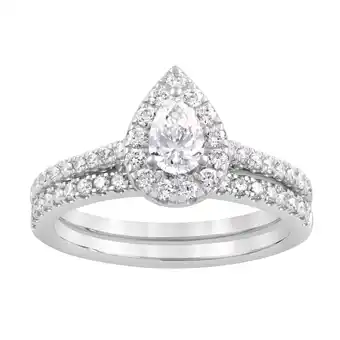 Walmart Unique Moments 1 Ctw Lab Grown Diamond Pear Bridal Set in 10K White Gold offer