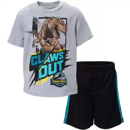 Walmart Jurassic World Dinosaur Toddler Boys Athletic T-Shirt and Mesh Shorts Outfit Set Toddler to Big Kid offer