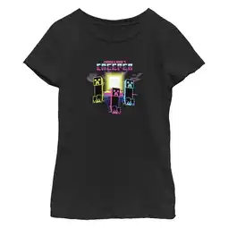 Walmart Girl's Minecraft Creeper Neon Vibes Graphic T-Shirt offer