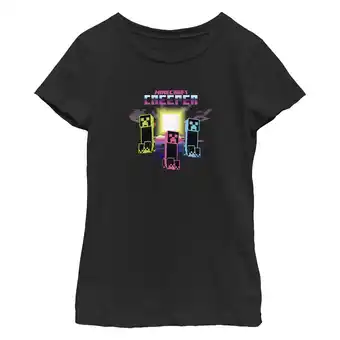 Walmart Girl's Minecraft Creeper Neon Vibes Graphic T-Shirt offer