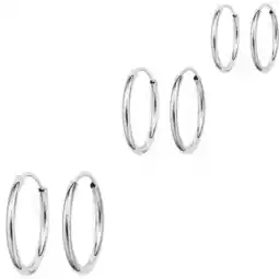 Walmart Sterling Silver Hoop Earrings Set of 3 Sizes offer