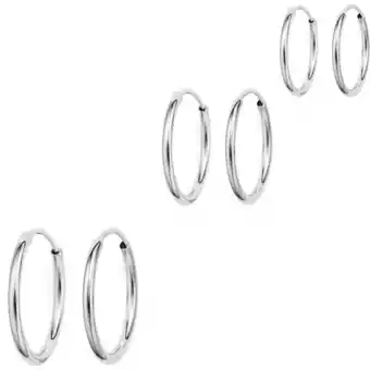 Walmart Sterling Silver Hoop Earrings Set of 3 Sizes offer
