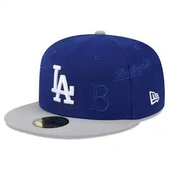 Walmart Men's New Era Royal/Gray Los Angeles Dodgers Multi Logo 59FIFTY Fitted Hat offer