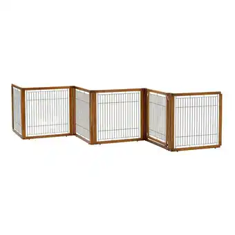 Walmart Richell Convertible Wooden Freestanding Pet Gate with Door Panel, 134 Wide offer