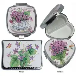 Walmart Lissom Design 3 Sweet Violets Compact Mirror & Pill Box Set offer