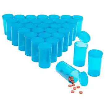 Walmart 30 Pack Empty Pill Bottles with Pop Top Caps, 19 Dram Prescription Medicine Containers (Blue) offer