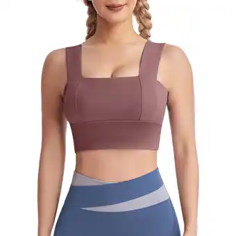 Walmart JIUKE Sport Bras for Women Square Neck Seamless Workout Bras Wireless Full Coverage Gym Bras Size XL offer