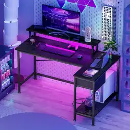 Walmart Fairy L Shaped Gaming Desk, 43in Computer Desk with Charging Port (Black) offer
