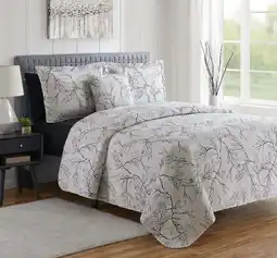 Walmart Clara Clark Quilt Set Queen Bedspread, 7-Piece Branch Pattern Lightweight Bedding Set offer