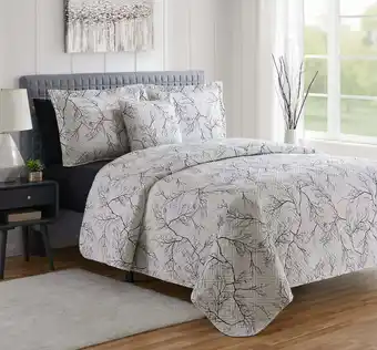 Walmart Clara Clark Quilt Set Queen Bedspread, 7-Piece Branch Pattern Lightweight Bedding Set offer