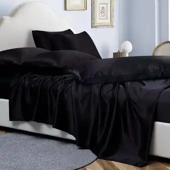 Walmart ANMINY Satin Sheets Queen 7-Pieces Silk Sheets Bed Sheet Set Deep Pocket Bed Flat Fitted Sheet offer