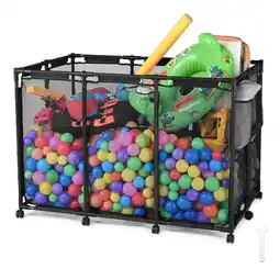 Walmart Yescom Metal Frame 10 Wheels Rolling Mesh Pool Storage Bin Organizer for Pool Toys Balls, Black offer