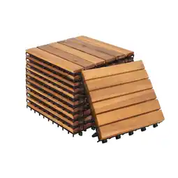 Walmart IULULU Nature Wood 12'' x 12'' Interlocking Deck Tiles 27 Sq ft Coverage Area, for Outdoor 27 Piece offer