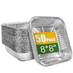 Walmart Treamon Aluminum Pans, Square Disposable Tin Foil Pans, 8*8 50 Count offer