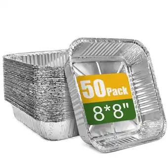 Walmart Treamon Aluminum Pans, Square Disposable Tin Foil Pans, 8*8 50 Count offer
