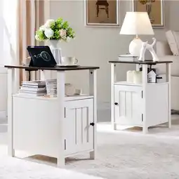 Walmart IFGET Farmhouse Nightstand Set of 2 with Barn Door offer