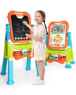 Walmart Lehoo Castle Kids 4 in 1 Double Sided Easel with Magnetic White Board & Chalk Board, Green offer