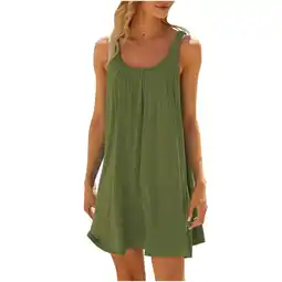 Walmart Summer Dresses for Women Beach Floral Tshirt Sundress Sleeveless Pockets Casual Loose Tank Dress offer