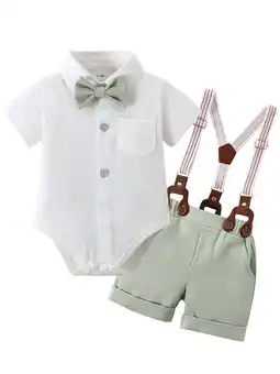 Walmart CARETOO Baby Boy Clothes Newborn Infant Shirt Bowtie Beret Suspender Pant 0-18M Gentleman Outfit offer