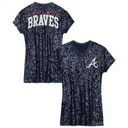 Walmart Girls Preschool Navy Atlanta Braves Sequin V-Neck Dress offer