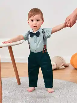 Walmart CARETOO Baby Boy Clothes Suits Gentleman Outfits Formal Bodysuit Shirts Suspender Pants Bowtie Hat offer