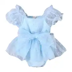Walmart Girls Short Sleeve Bowknot Solid Color Tulle Ruffles Romper Bodysuits,Size 0 Months-3 Months offer