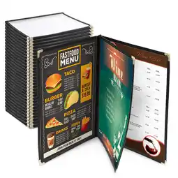 Walmart Wechef 30pcs Non-Toxic Menu Covers 8.5x11inches Black Book Style Cafe Bar 3 Pages 6 View offer
