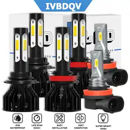 Walmart IVBDQV for 2011-2020 Toyota Sienna 6000K LED Headlight High Low Beam Fog Light Bulbs Kit 6PC offer